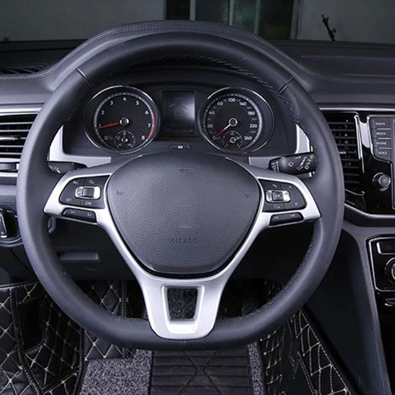 

For Teramont Atlas 2017 2018 ABS Matte/Carbon Fibre Interior Car Steering Wheel Button Cover Trim Car-Styling Accessories 1pcs