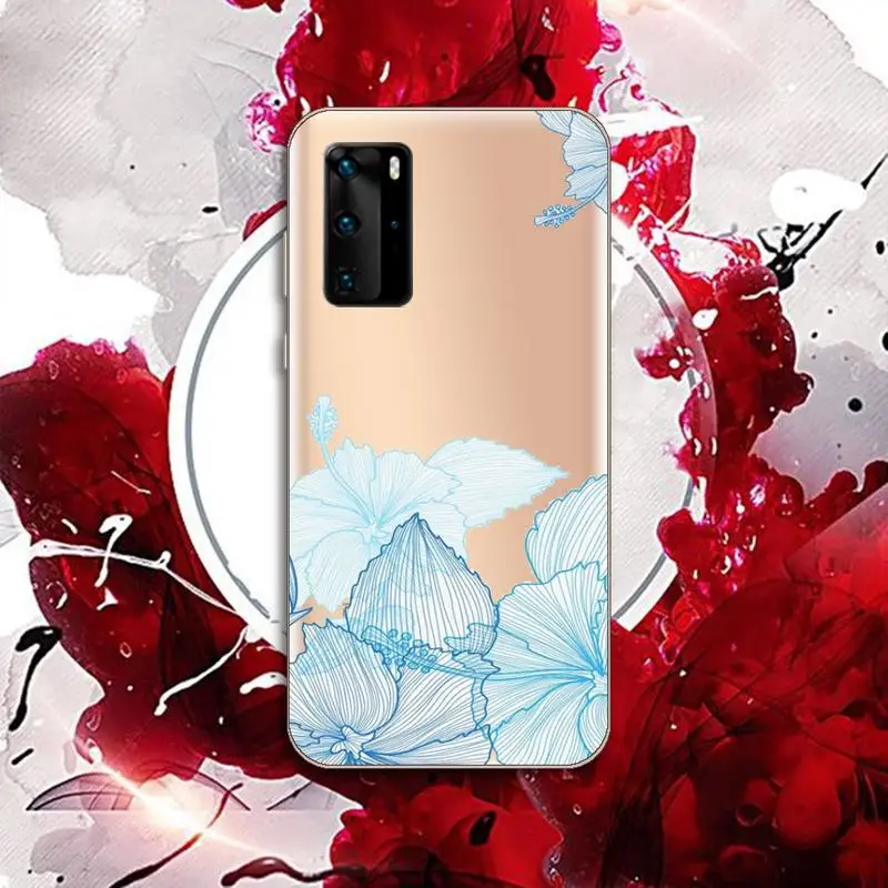 

Watercolor flowers leaves Phone Case Transparent for Huawei P20 P30 P40 honor 8 10i P smart 2019 Samsung A71 A21S S10 20 plus