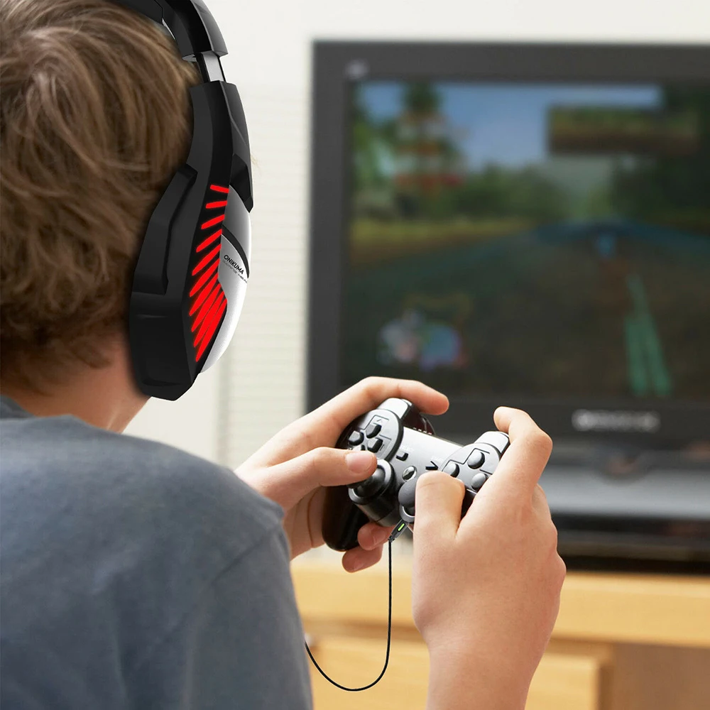PS4 игровая гарнитура стерео бас наушники со светодиодной подсветкой с микрофоном