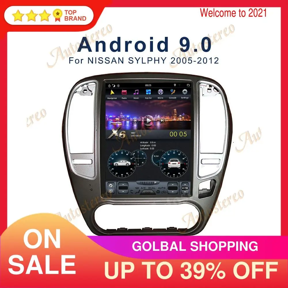 

Автомобильный GPS-навигатор PX6 DSP Android 9,0 Tesla для NISSAN SYLPHY 2005-2012 мультимедийный плеер магнитофон головное устройство без DVD-плеера