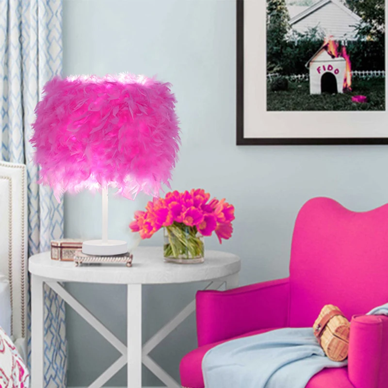 Перо Настольная лампа светодиодный ночной Светильник для Спальня гостиная дома