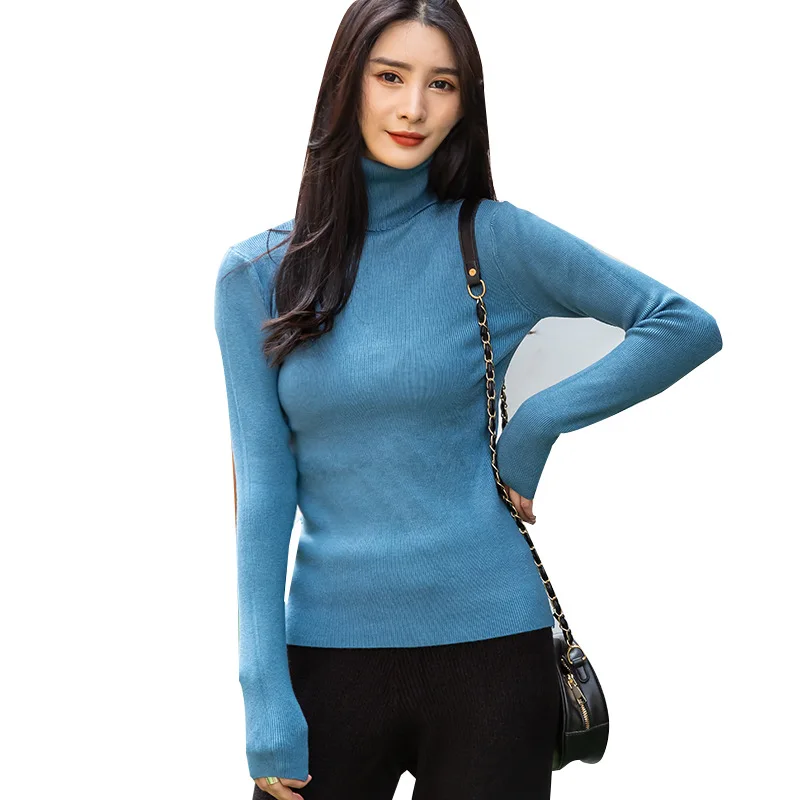 

Ladies Turtleneck Sweater 2020 Autumn winter new Korean all-match high-neck solid thicken slim Fit casual knit pullover women