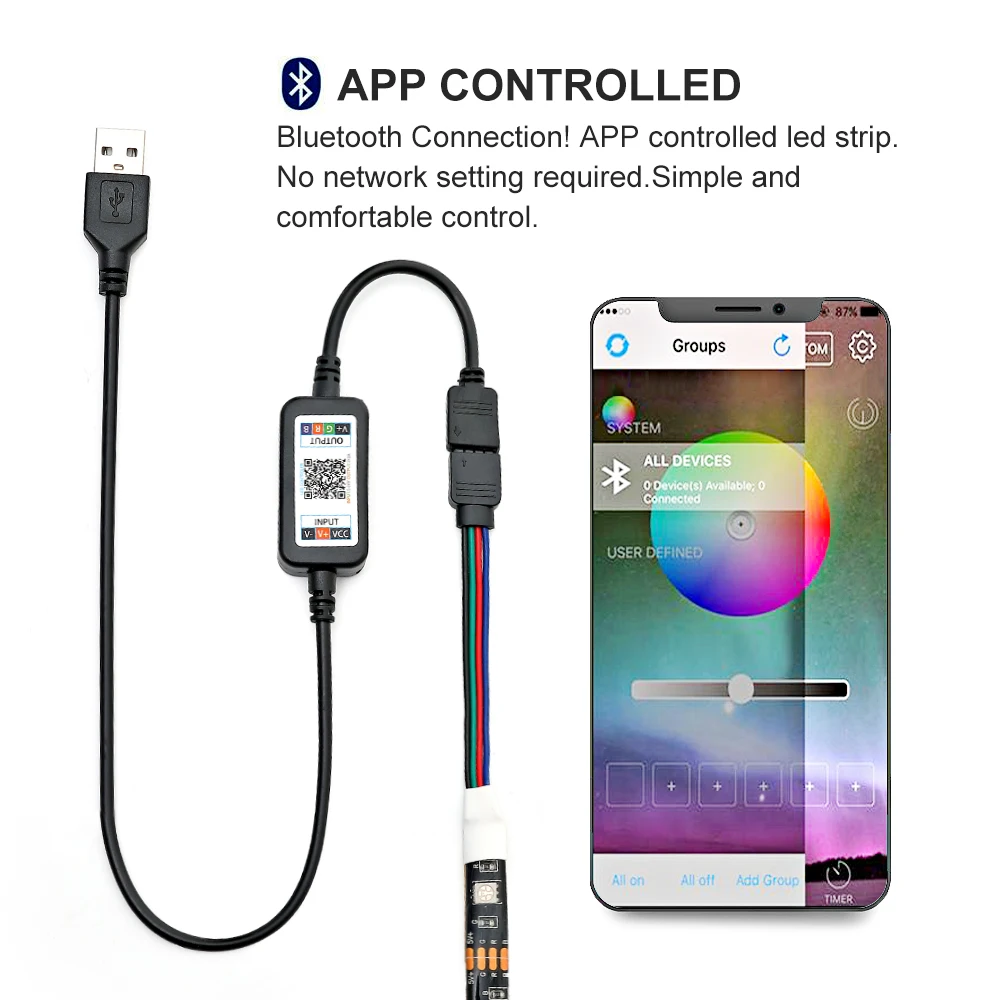 Светодиодная лента Smd5050 Grb гибкая Led полоска для подсветки телевизора с Wi-Fi Bluetooth Usb