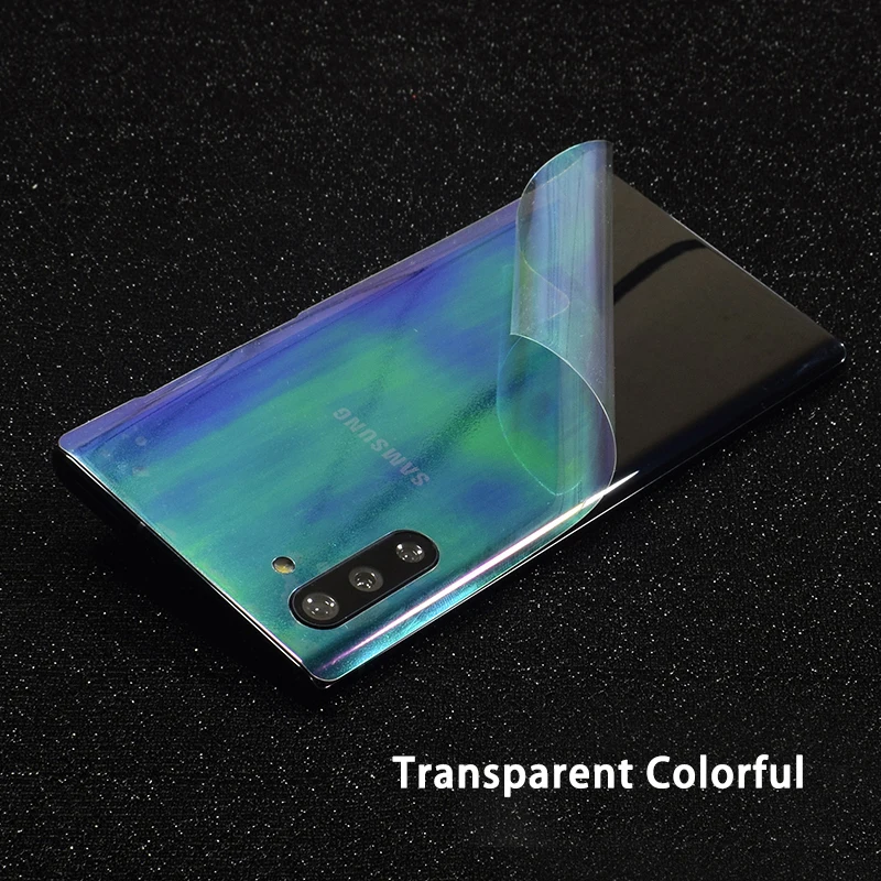 3D углеродное волокно/кожа/дерево скины Телефон задняя наклейка для SAMSUNG Galaxy Note 10 Plus Note 10 A60 A80 Прозрачный матовый стикер - Цвет: Clear Colorful