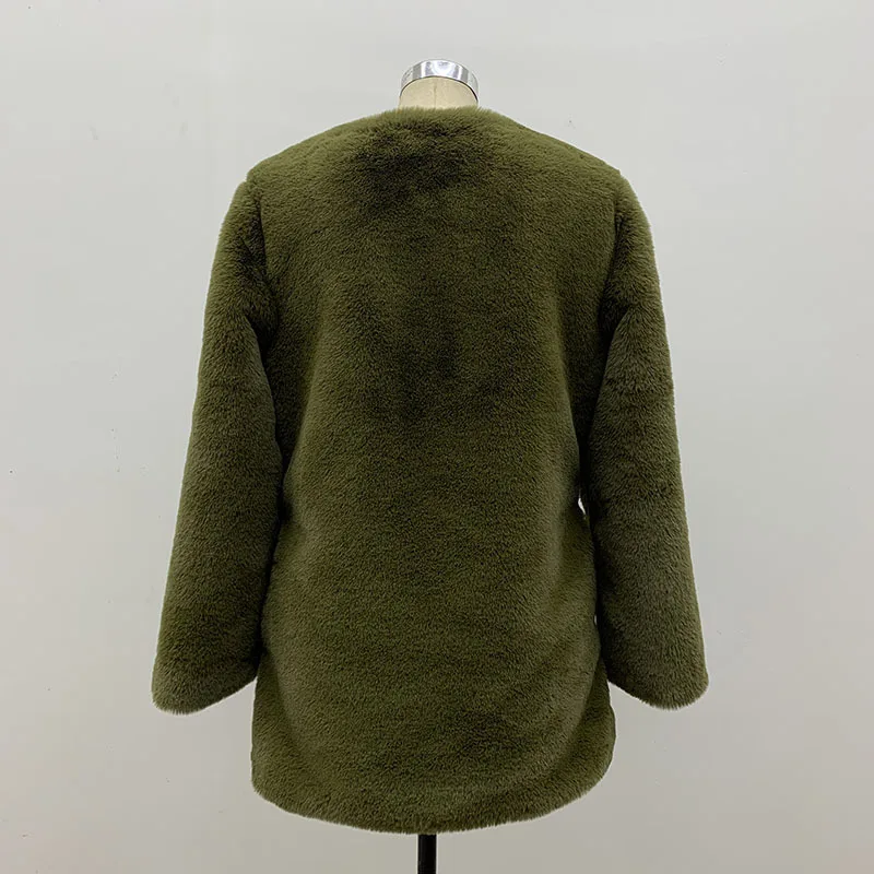 Women Elegant Fur Coat Long Sleeve Faux Mink Fur Coats Loose Faux Fur Coat Jacket Thick Warm Winter Overcoat Outwear with Belt