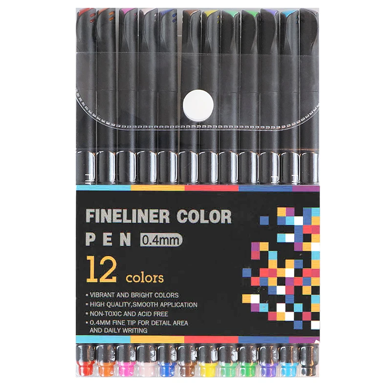 12 Colors Fineliner 100 шт цветные маркеры для рисования кисти и карандаши для рисования акварелью ручки для раскрашивания манга канцелярские принадлежности для каллиграфии - Цвет: 12 Colors Fineliner