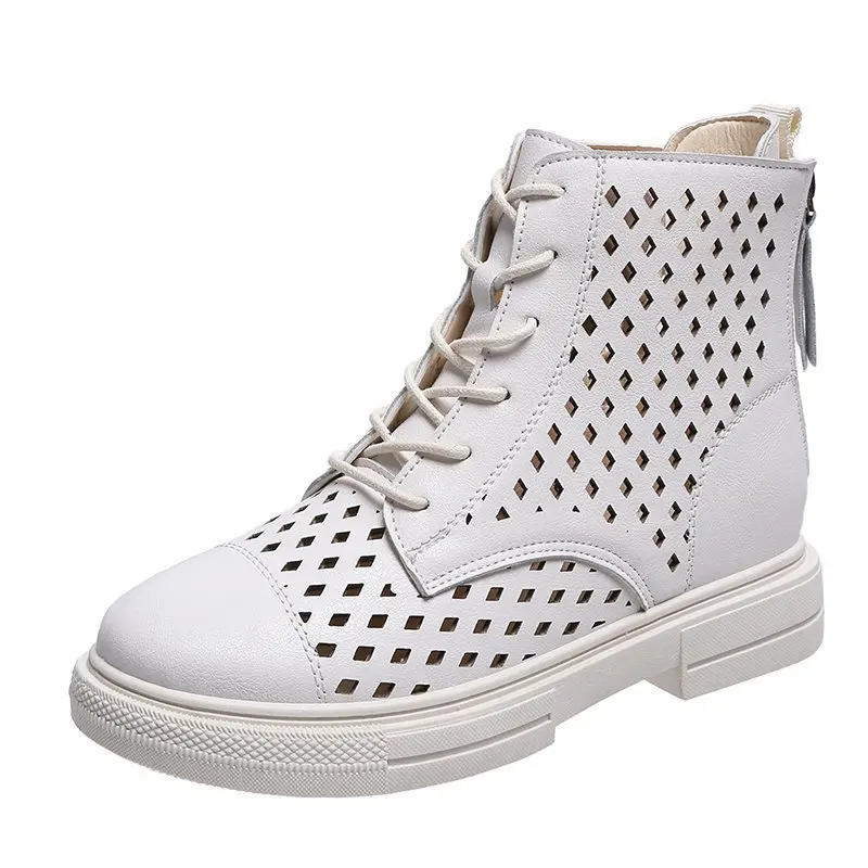 

Women's Flat Net Gauze Sandals with Hollow Back Zipper Spring and Autumn Women's Shoes British Style Flat Thin Sandals Size35-40