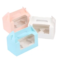 1 pieces transparent mousse cupcake box portable gift box cake west point white dessert packaging box for party