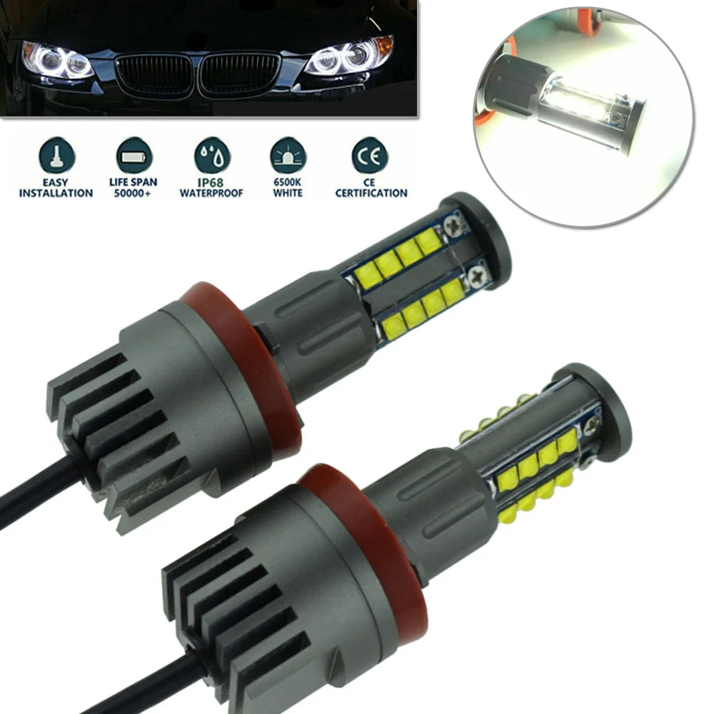 

3000LM Angel Eye light 6500K Replacement Parts Car 2pcs 160W LED Lamps