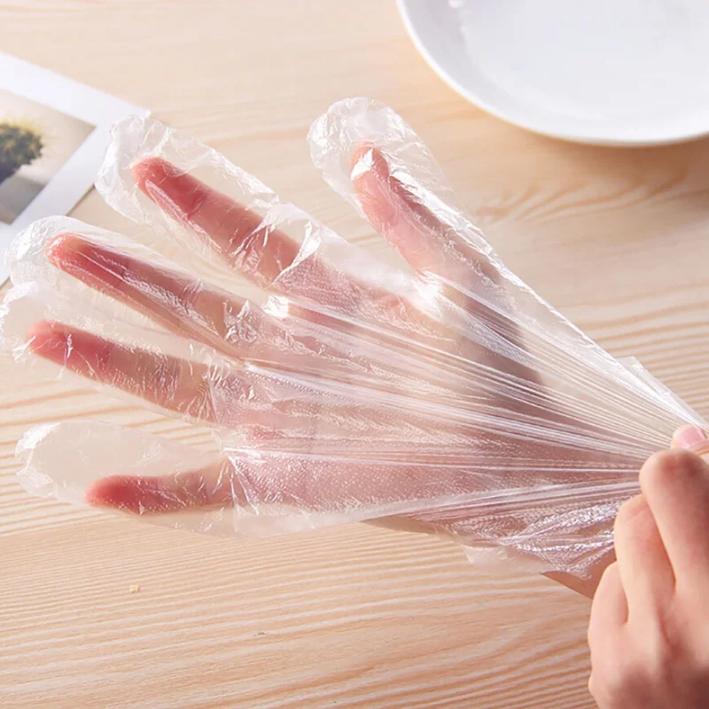 

100Pcs Disposable Gloves Plastic Transparent Gloves For Home Kitchen Protection Supplies