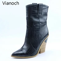 new arrival women mid calf boots bussiness work shoes pointed toe high heels woman size 40 41 42 43 44 45