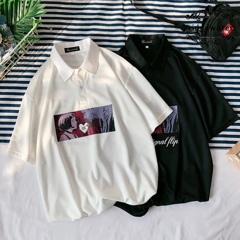 

Bridgewater Polo Shirts Summer Ins Print Boys Loose Lapel Half Sleeve Large Size Breathable Casual Fashion Men T-Shirt