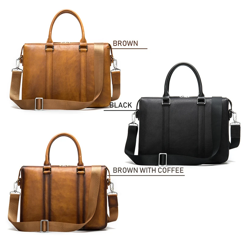 New Men's Genuine Leather Briefcase Male Leather Business Handbag Casual Large Shoulder Laptop Bag Women Designer Messenger Bags
