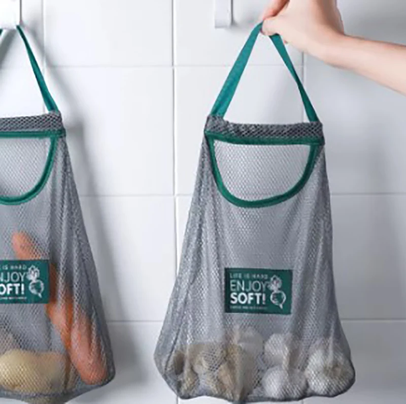 

1 шт фрукты овощи Чеснок Лук подвесные мешки для хранения многоцелевые Многоразовые сетчатые сумки для хранения из полиэстера, кухонный Орг...