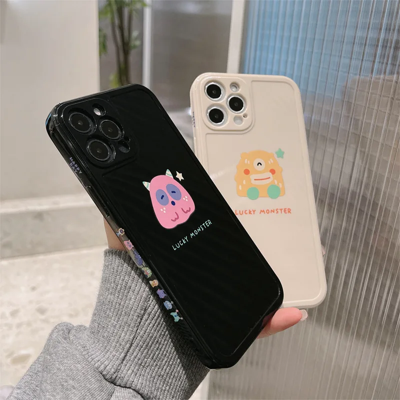 

Cartoon Pink Yellow Monster Case Cover For iPhone 12 Pro 12 Mini 11 Pro Max SE 2020 7 8 7Plus 8Plus XR X XS MAX