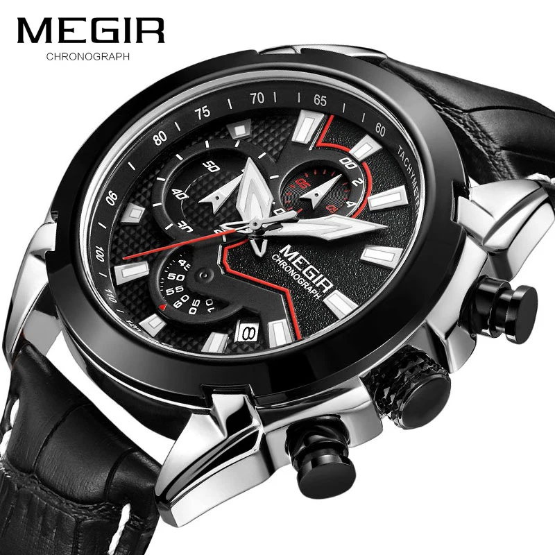 

MEGIR Top Brand Luxury Chronograph Quartz Watch Men Sports Watches Military Army Male Wrist Watch Clock relogio masculino 2019