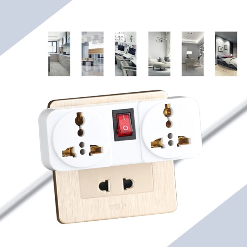 

K1KA Universal UK 250V 10A Wall Socket Adapter Portable 2 Way Extension Power Converter Plug Socket with On / Off Switch