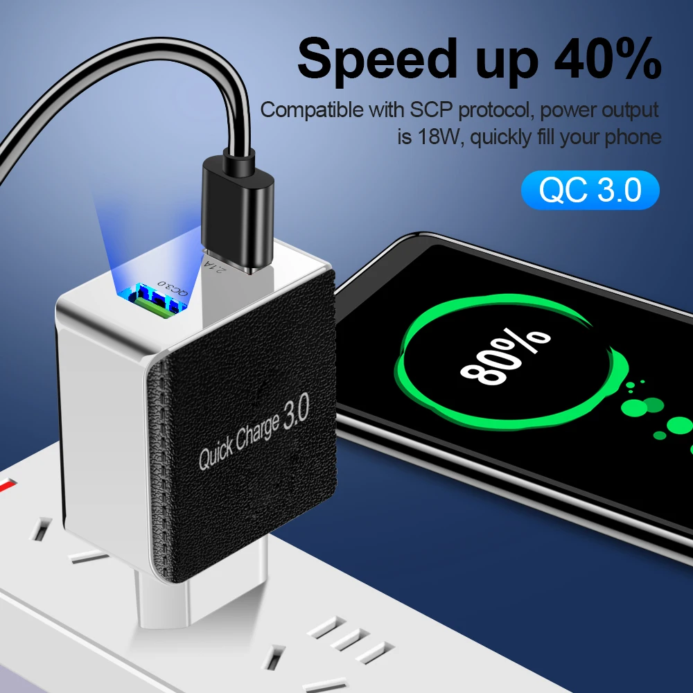 18 Вт USB зарядное устройство Быстрая зарядка 3 0 адаптер настенная вилка Qualcomm