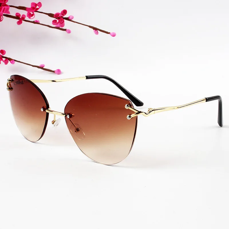 

Retro Sunglasses Women Brand Designer Fashion Rimless Gradient Sun Glasses Shades Cutting Lens Ladies Frameless Eyeglasses