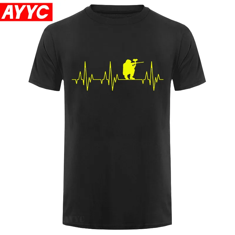 Men's Heartbeat Paintball Gotcha Funsport Airsoft Airgun t shirt designer Short Sleeve O Neck Standard Sunlight Humor shirt images - 6