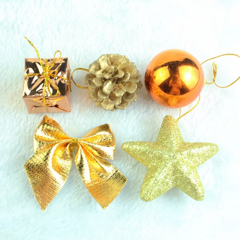 Новогодние елочные украшения 24 штуки бронзового цвета пенопластовый шар