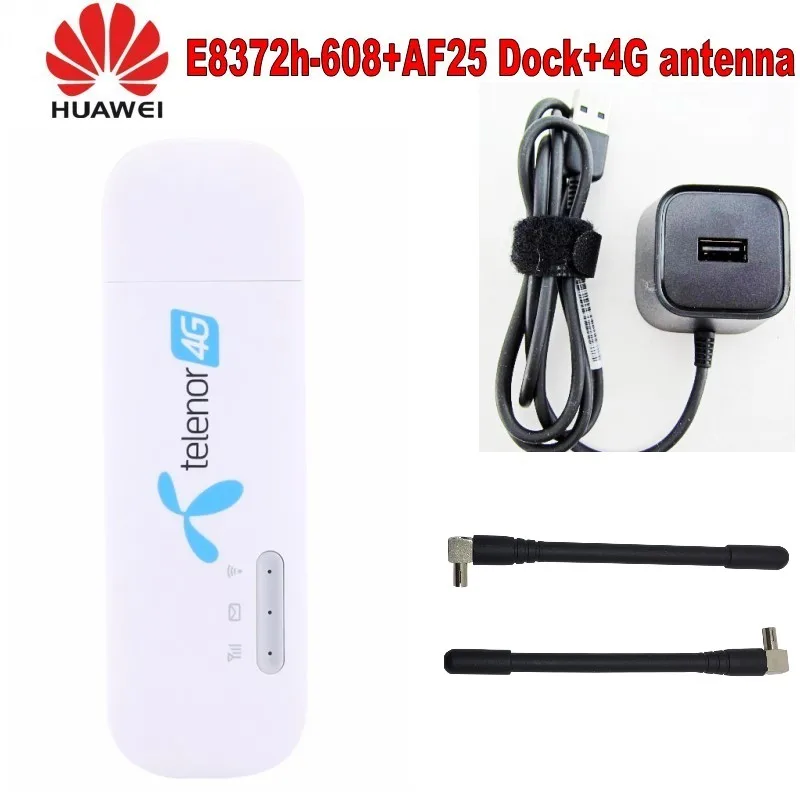 Разблокированный huawei E8372 E8372h-608 4G LTE 150 Мбит/с USB модем и антенна USB WiFi ключ 4G модем carfi поддержка 10 пользователей Wifi - Цвет: dock and antenna
