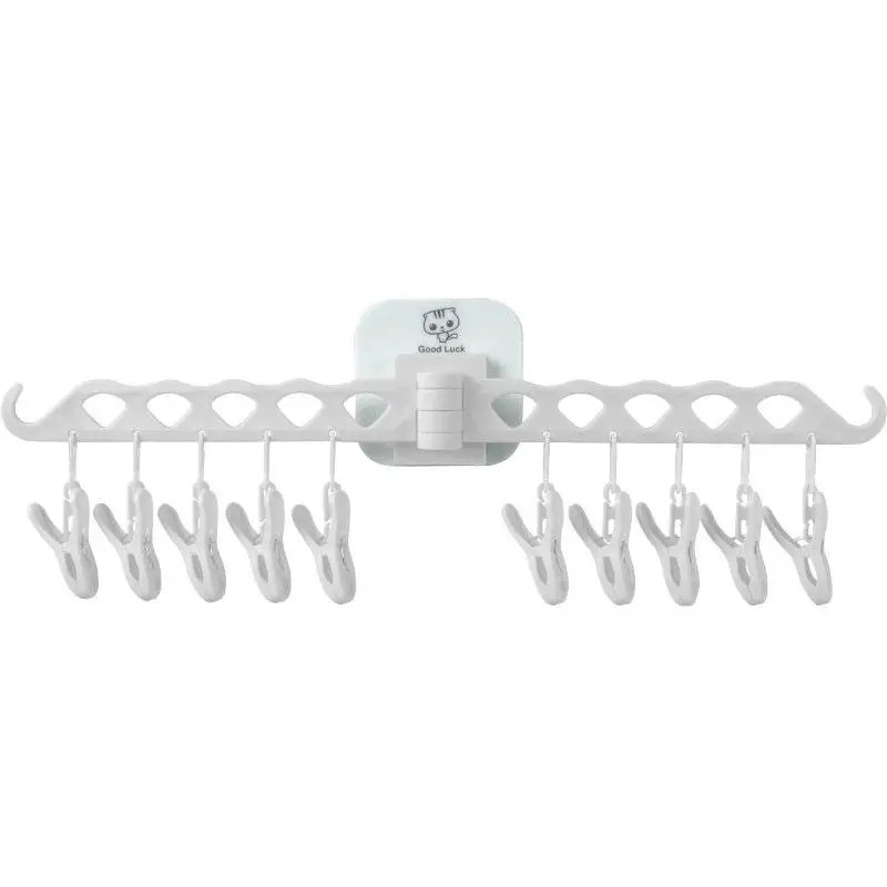 03 Wall-mounted 10 Clips Portable Socks Cloth Hanger Rack Clothespin Drying Rack Sock Holder Wardrobe Storage Cloth Hangers - Цвет: 03