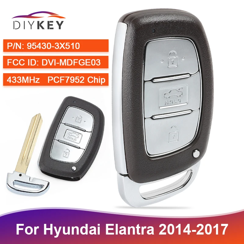 DIYKEY 95430-3X510 433 МГц PCF7952 БЕСКЛЮЧЕВОЙ для Hyundai Elantra 2014 2015 2016 2017 дистанционный