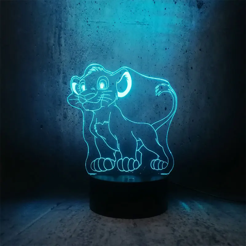 Новый Лев Король 3D светодиодный 7 цветов Иллюзия сенсорная кнопка настольная