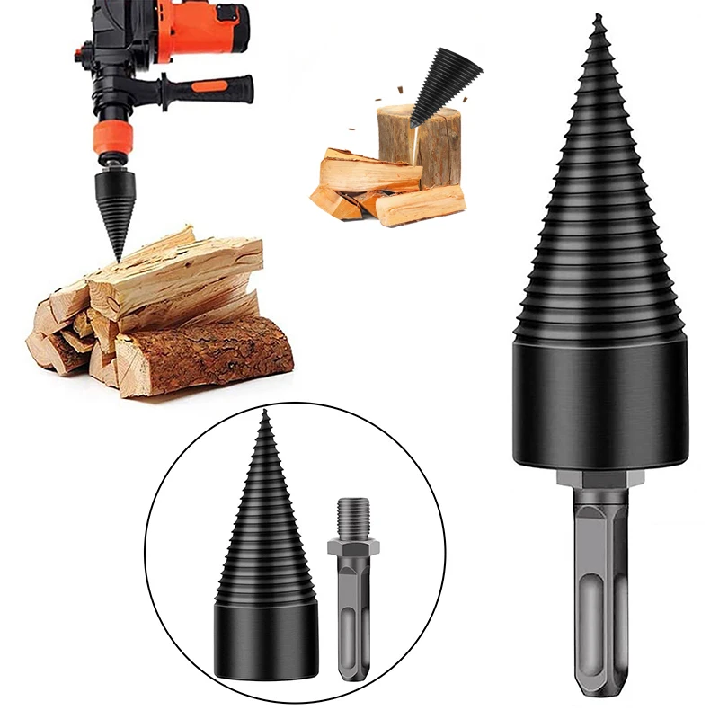 

32-44mm Household Wood Splitting Tool Triangle Shank Electric Wood Splitting Cone Reamer Drill Bit Splitting Drill