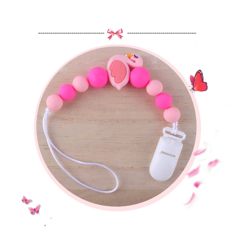 Chupete con cuentas de silicona con dibujos animados para beb&eacute; y ni&ntilde;a, cadena con Clip para chupete-3