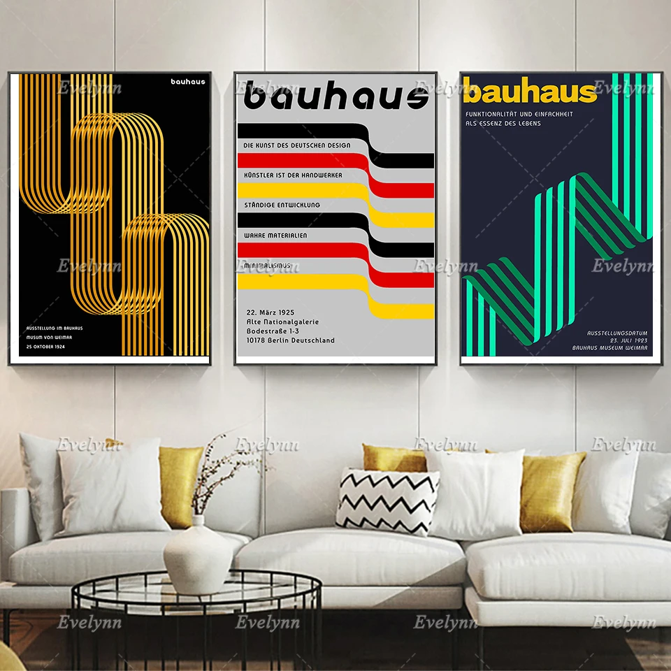 

Bauhaus Exhibition poster, Green Ribbon, Bauhaus Print, Retro Poster, Retro Home Decor Wall Art, Abstract Canvas Unique Gift