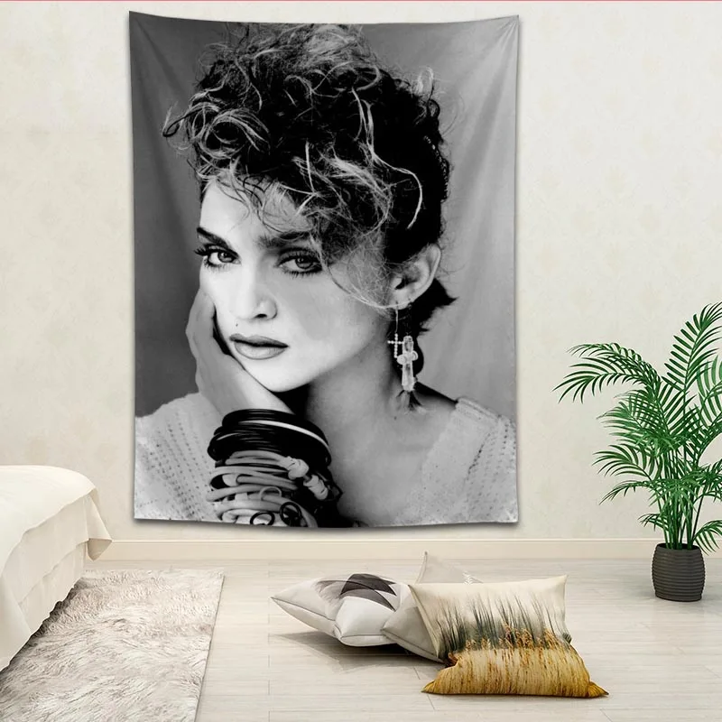 

Custom Madonna printed Creative tapestry living room bedroom background wall fabric hanging painting small fresh