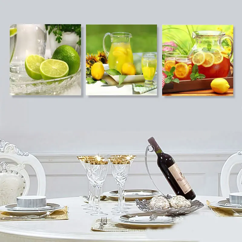 Домашнее украшение для кухни холст Современная Настенная живопись фрукты лимон