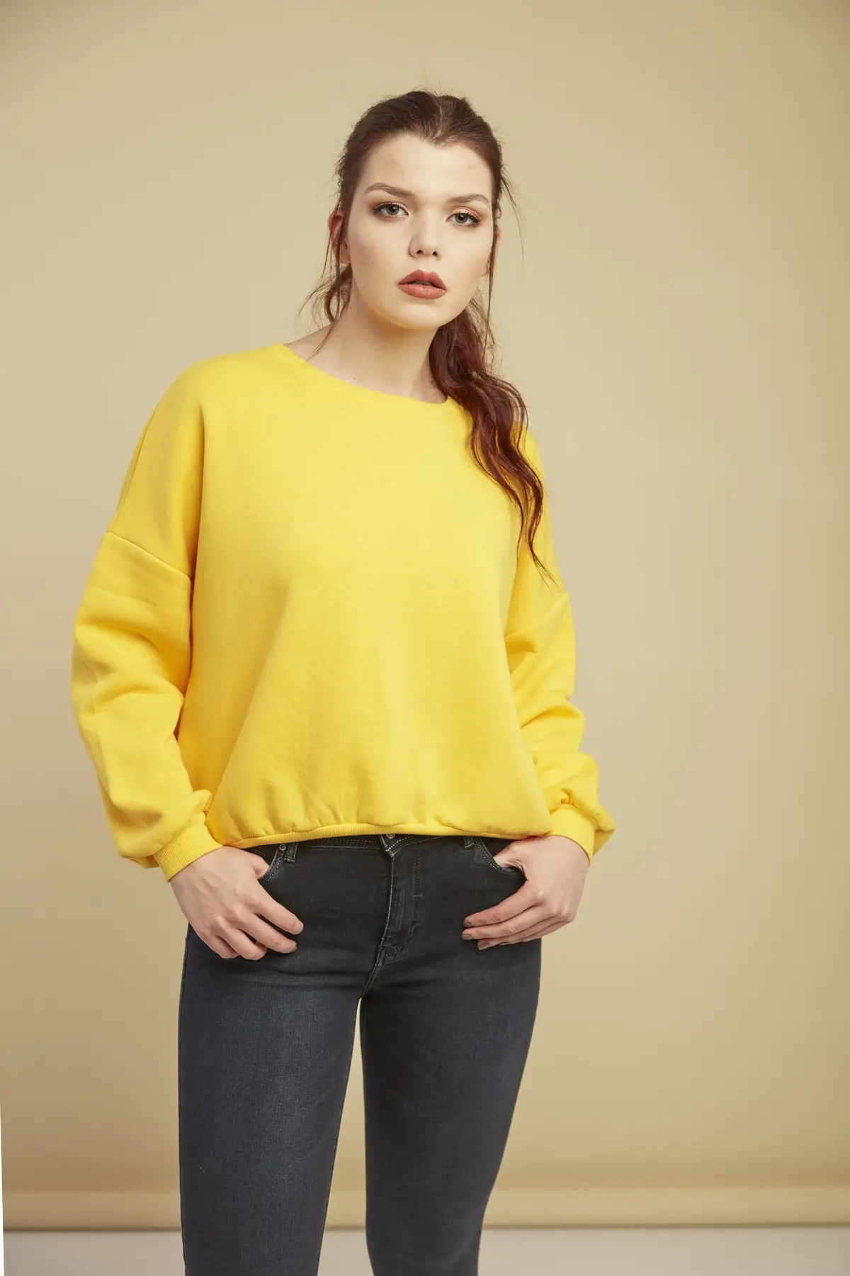 

Women's Yellow Bike Collar Sweatshirt Cty-abr-7216