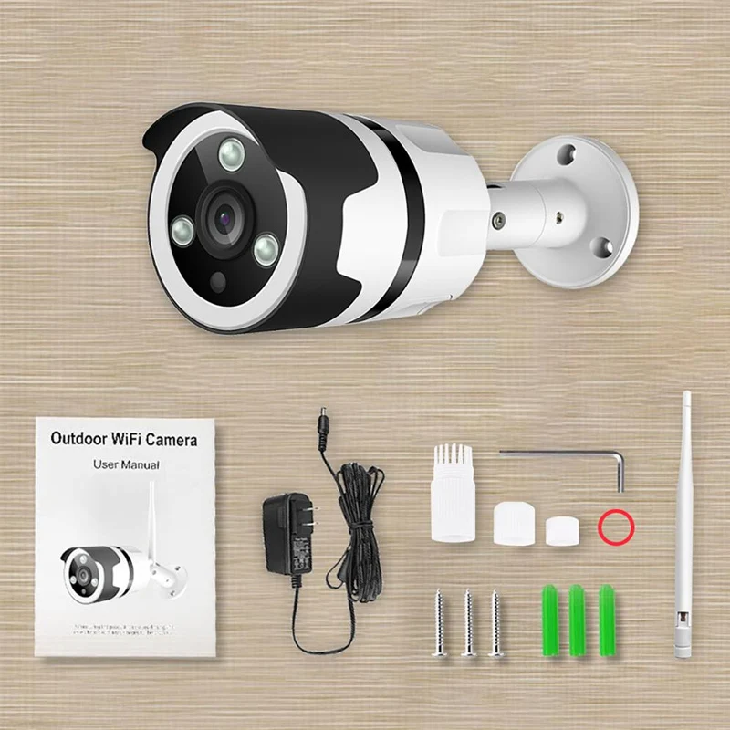 

Wireless IP Camera Wifi 2.0MP Outdoor Surveillance Camera TF Card Record 1080p Bullet IP66