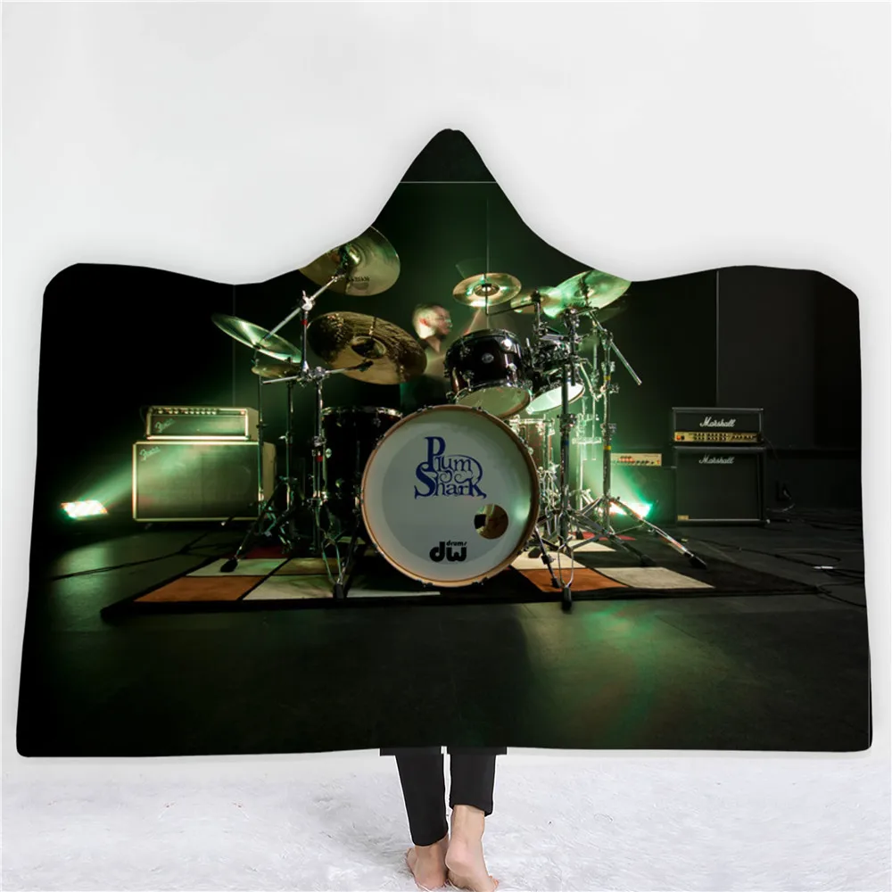 Музыкальный инструмент печать Одеяло с капюшоном теплая зимняя способный