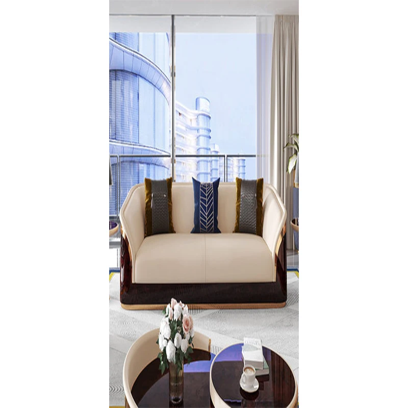 Современный роскошный высококлассный кожаный диван для виллы комбинированный