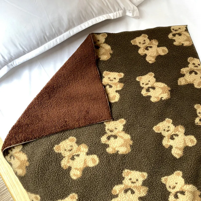 Рисунок с милым медведем одеяло из овечьей шерсти 70x100 см Детское покрывало для