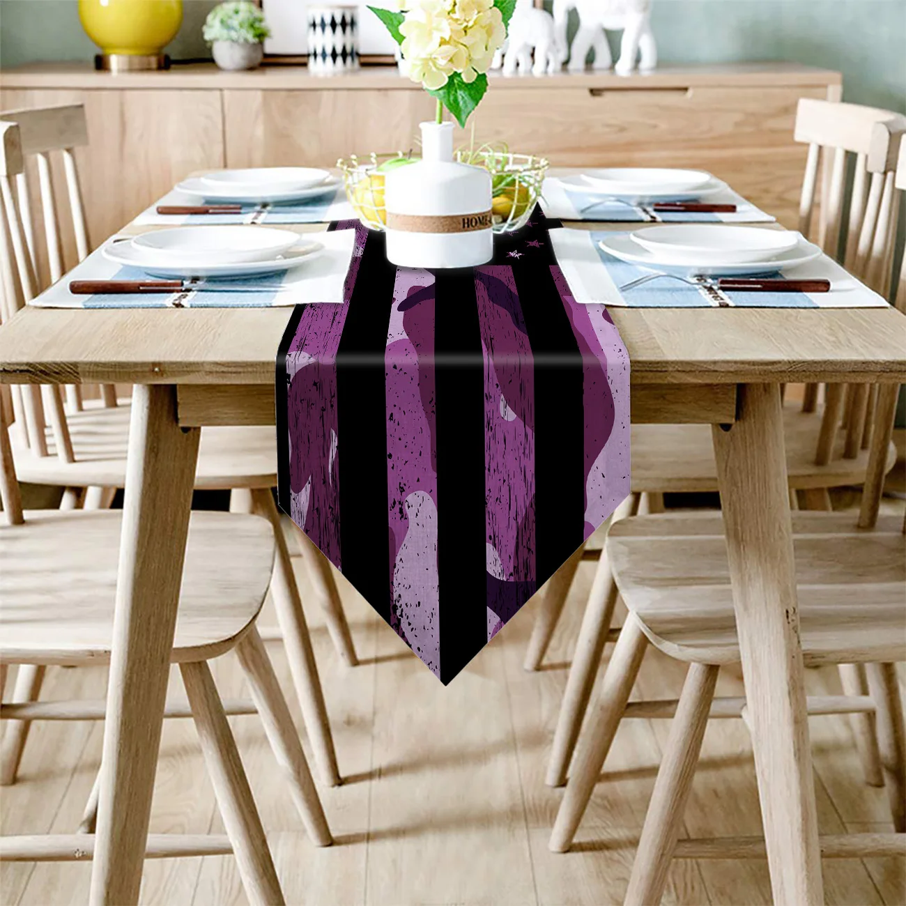 Фиолетовый камуфляж Американский флаг современный Настольный бегун s