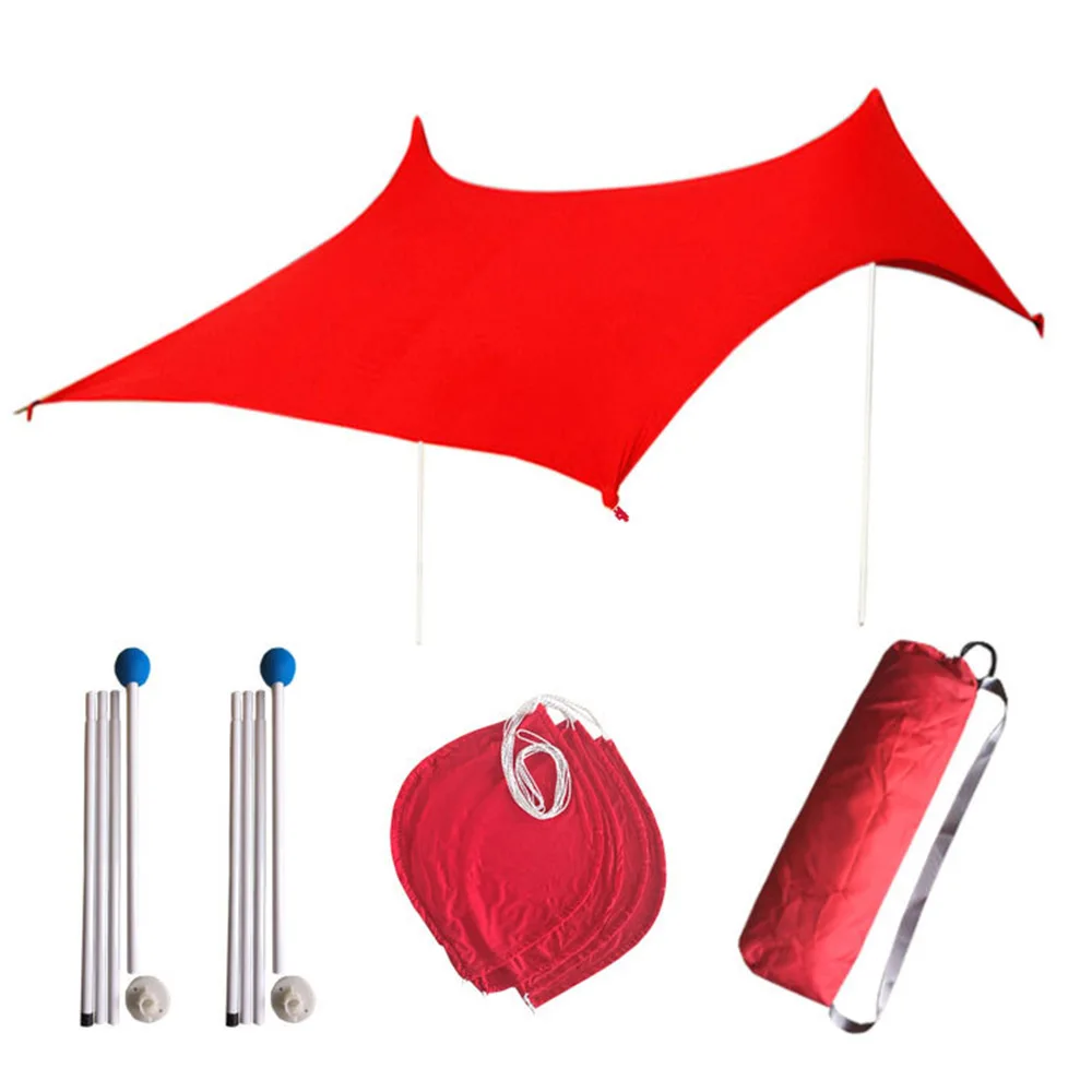 Family Beach Sunshade UPF50 Sun Shade Tent Aluminum Poles 4 Sandbag Anchor Lightweight But Heavy Duty Canopy+Carry Bag | Спорт и