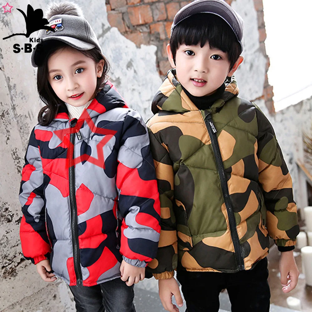 2019 куртка для мальчиков новые зимние пальто с капюшоном парки камуфляжные
