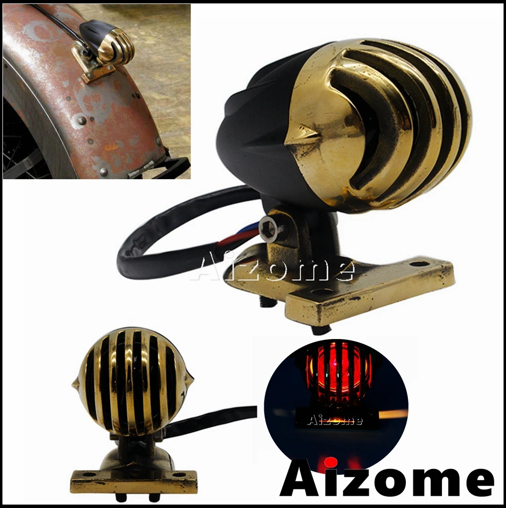 Мотоциклетные Ретро латунь Old School клетка для птиц хвост светильник задний стоп