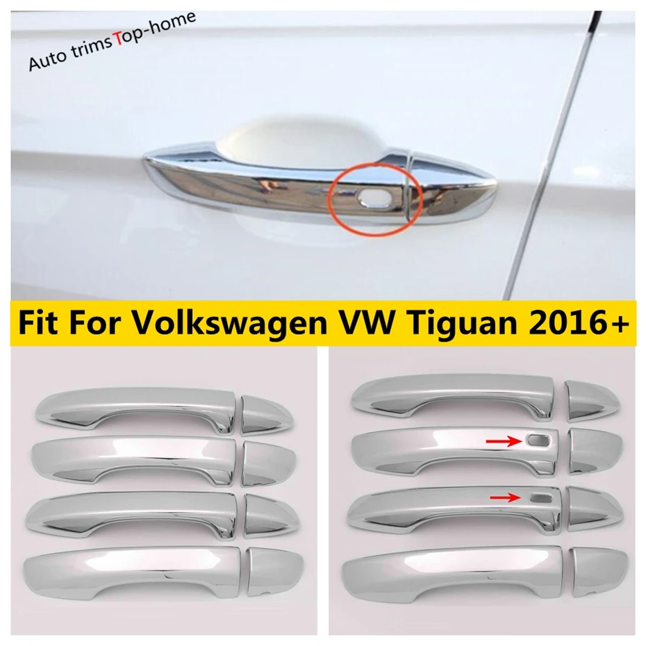 

Car Door Pull Doorknob Handle Cap Decor Cover Trim ABS Chrome / Carbon Fiber Accessories For VW Volkswagen Tiguan 2016 - 2022