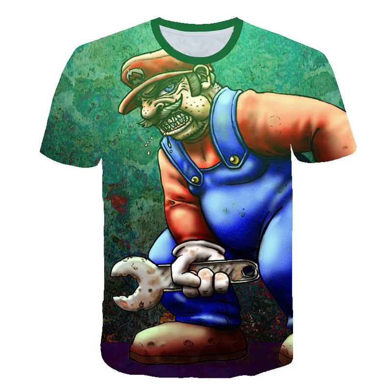 

2021 3D Printing Cartoon Funny Summer Anime Super Mario Men's Top Harajuku Casual Cool Hip Hop Street Wear Top