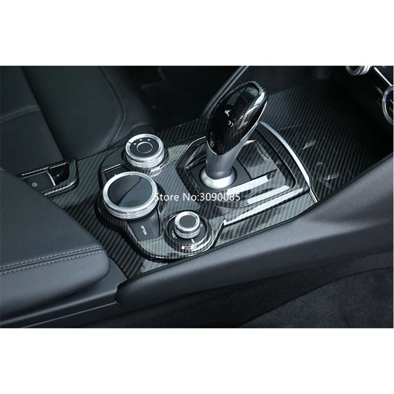 For Alfa Romeo Giulia Stelvio 2016-2019 Carbon Fiber ABS Plastic Interior Center Console Gear Shift Panel Cover Trim | Автомобили и