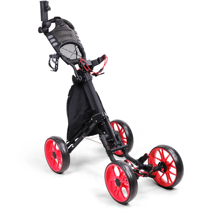 Pull Push Cart Umbrella Cup Holder Adjustable Trolley With Footbrake
