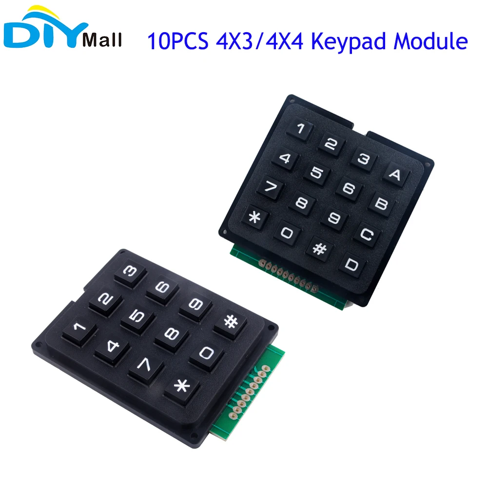 Матричный переключатель для клавиатуры, модульный мембранный переключатель для Arduino с клавишами из АБС-пластика, 4 х4, 3 х4, 12, 16 клавиш, 10 шт.