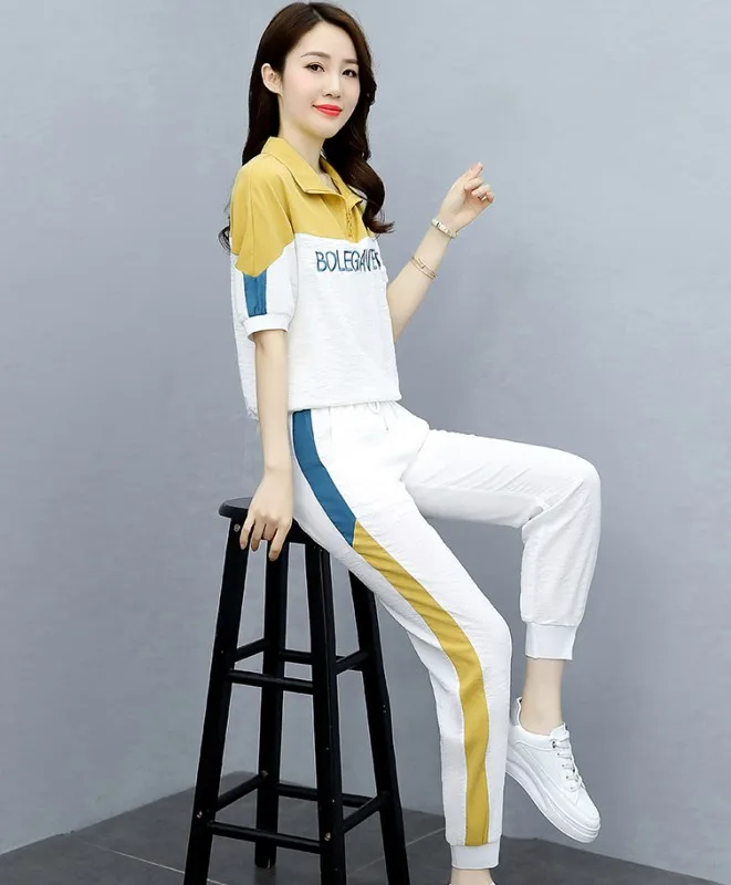

2021 summer Korean version of the new large-size suits slimming casual OL professional fashion sports 2piece suit female