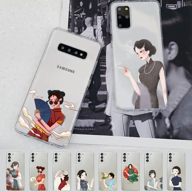 

Chinese Cheongsam Young Girl Phone Case For Samsung A 51 30s 71 21s 70 10 31 30 52 12 40 S20 21 plus lite UlTRA